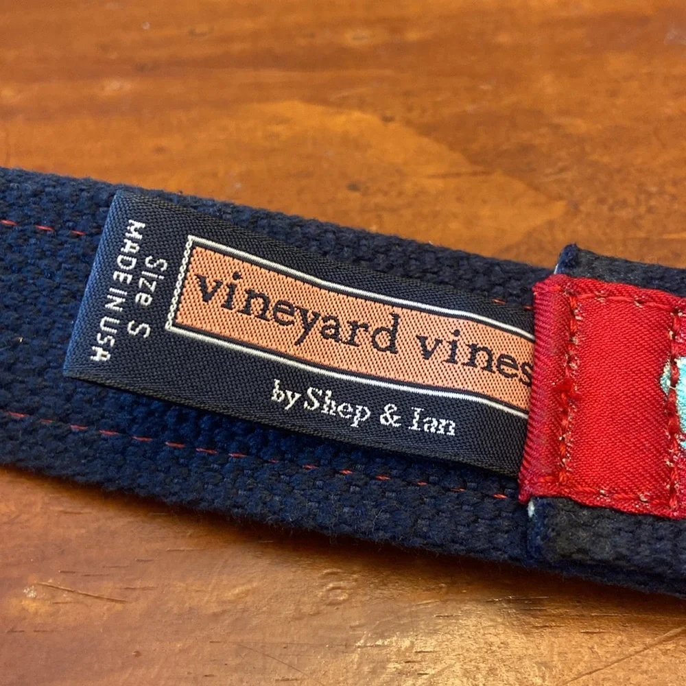 Vineyard Vines Navy and Red Buffalo Bills D Ring Belt Small